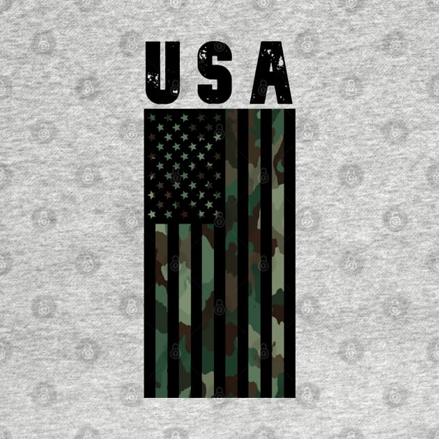 USA Camo Flag Front and Back print by Designs by Dyer